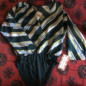 Forever 21 Teal Sexy Silk Bodysuit XS